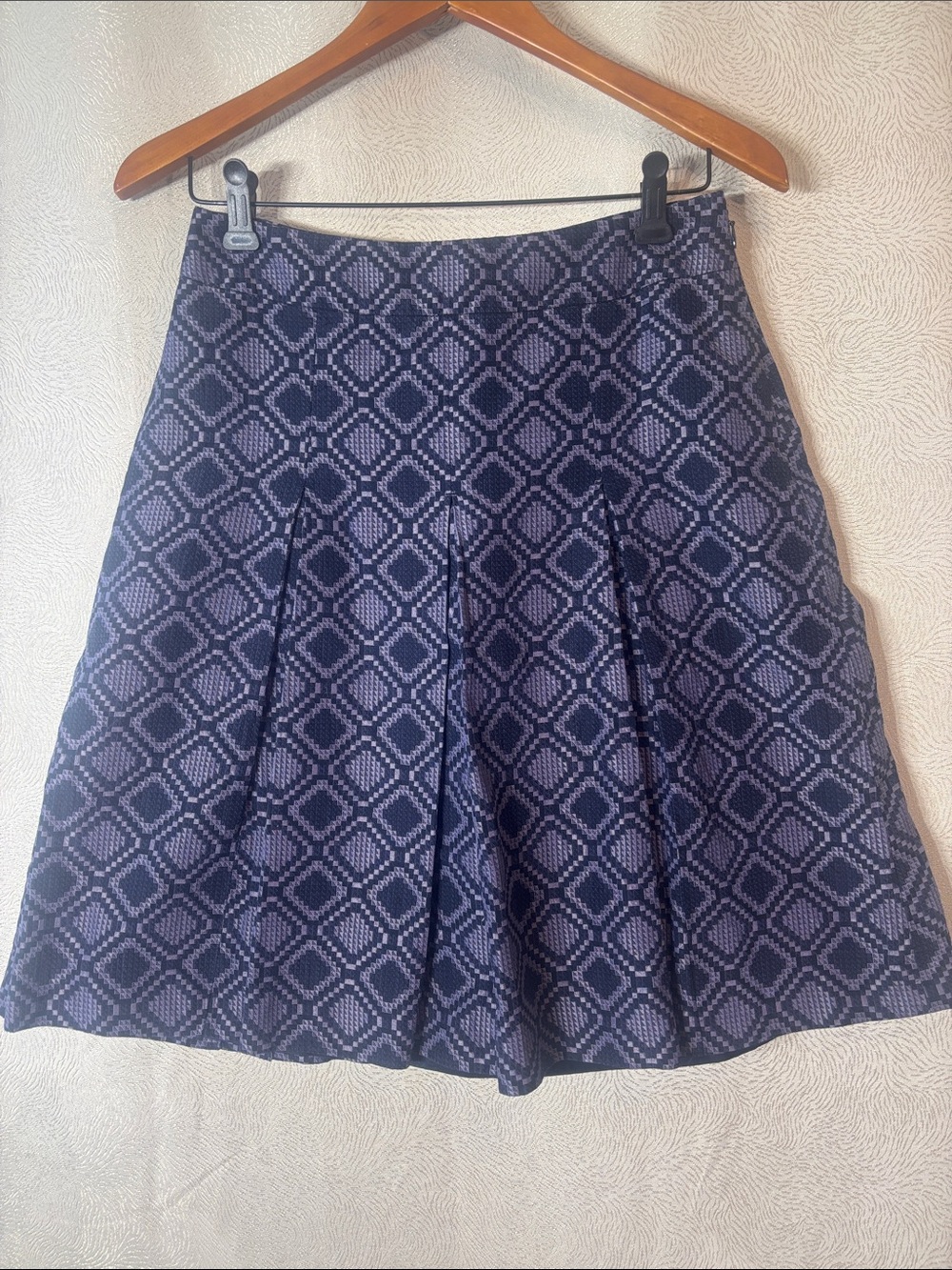 Ann Taylor Geometric Navy and Lilac chic A-Line Skirt 0388